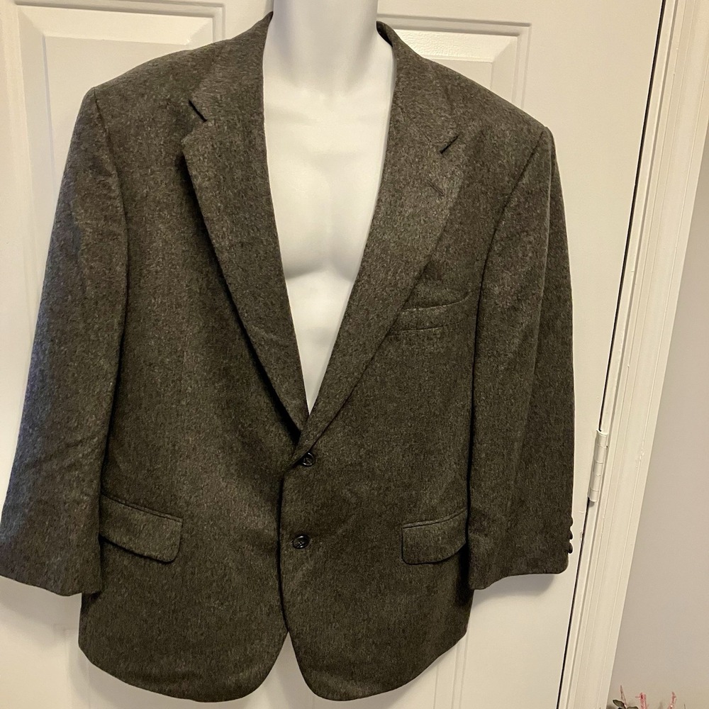 Lord & Taylor Grant Thomas 46R 100% Cashmere Blazer Jacket Sport Coat Gray Men's